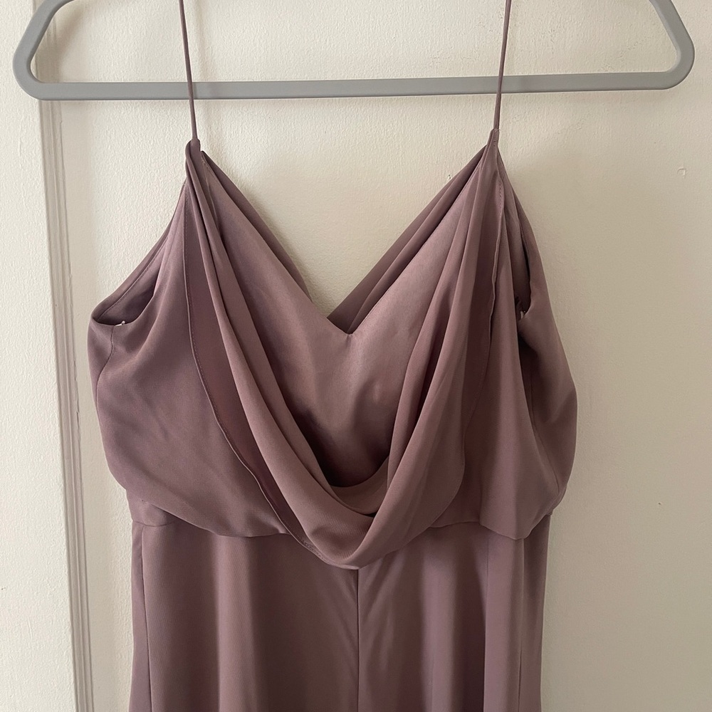 Jenny Yoo Elegant fig Spaghetti Strap Capri Dress size 8 bridesmaid full length - Picture 9 of 16